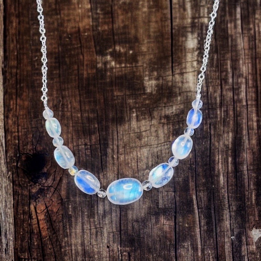 Hand Made Rainbow Moonstone Necklace - Picture 2 of 11